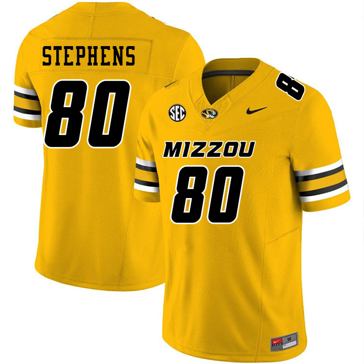 Men #80 Tyler Stephens Missouri Tigers College Football Jerseys Stitched-Gold